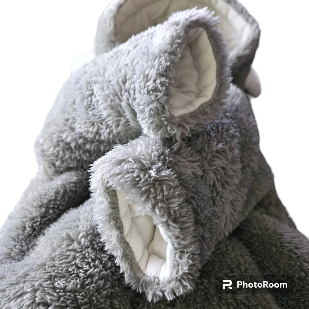 Baby Fleece Baby 0-3M Bear Grey Footed Hooded Snowsuit Winter Bunting Sherpa